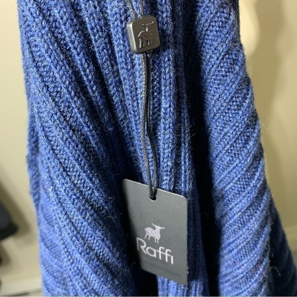 NWT Raffi Blue Hooded Cardigan Sweater Extra Fine Merino Wool Relax Minimalist S - Picture 10 of 14